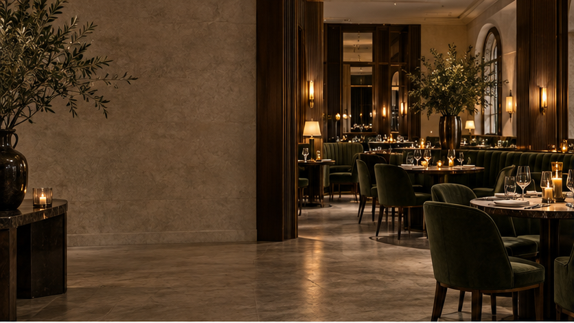 Jídelna české restaurace Večerní Stůl